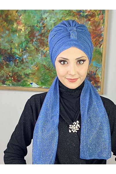 BUTİKAMBAR Hürrem Indigo Μονό Καπέλο με Λάμψη και Κορδέλα