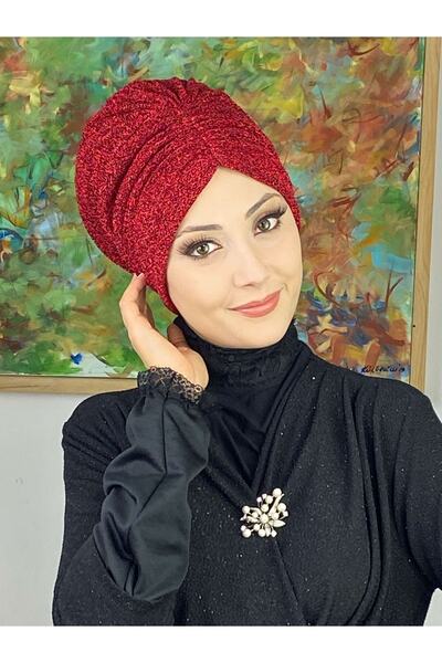 BUTİKAMBAR Sultan Model Kırmızı Büzgülü Dış Bone