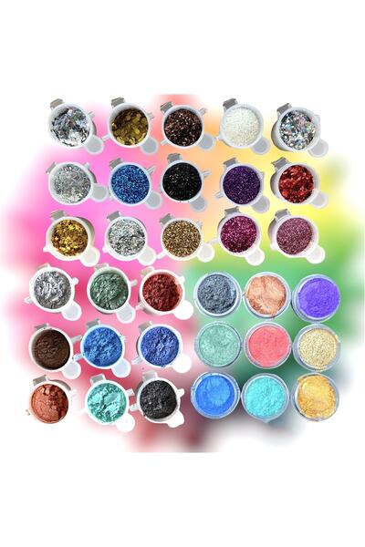 se7enhome Epoksi Sedef Pigment Glitter Seti 33 Parça/ Epoksi/ Epoksi Kalıp Ma...