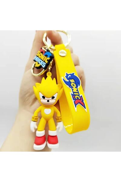 Bakgeldi سوبر سونيك - سلسلة مفاتيح وحقيبة باللون الأصفر على شكل قنفذ