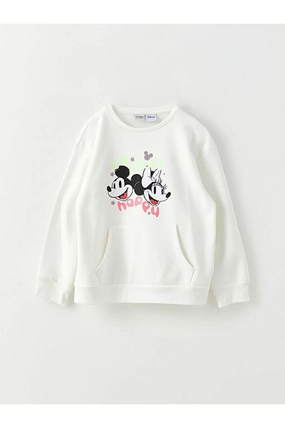 LC Waikiki Crew Neck Minnie and Mickey Mouse Printed Long Sleeve Girl's Sweatshirt and Sweatpants