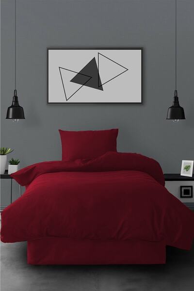 SNR HOME COLLECTION Akfil Pamuklu Bordo Tek Kişilik Nevresim (sadece Nevresim)
