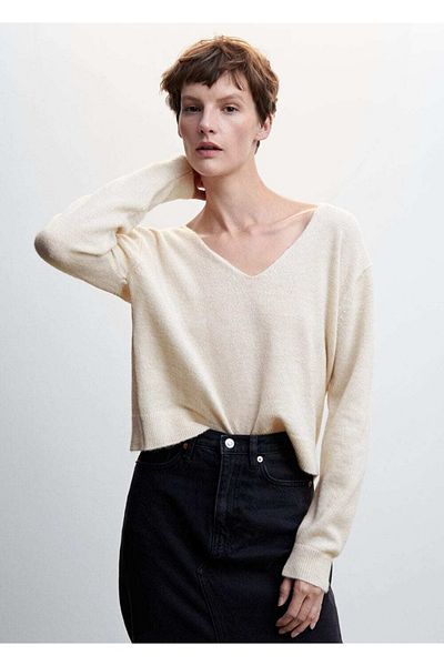 MANGO Woman V-Neck Knitwear Sweater Design