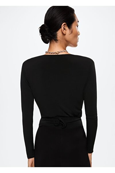 MANGO Woman T-shirt Wrap Cut V-Neck