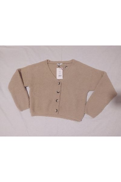 Dilvin 60175 Cardigan cu decolteu în V-bej