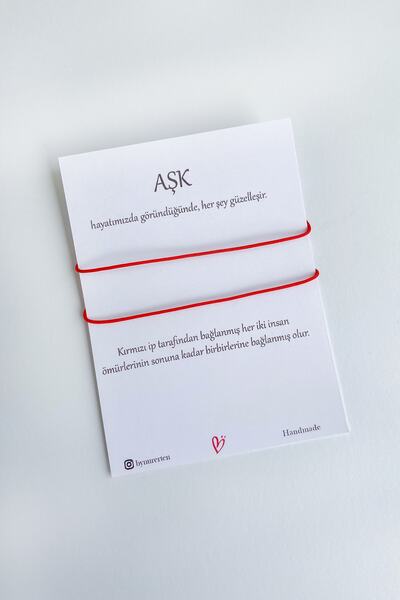 By Nur Erten Kırmızı Ip Çift Bilekliği, Red String, Aşk Bilekliği, Sevgili Bi...