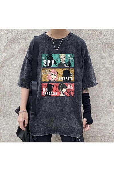 Touz Πλένεται Triple Anime Collage Unisex Vintage T-shirt