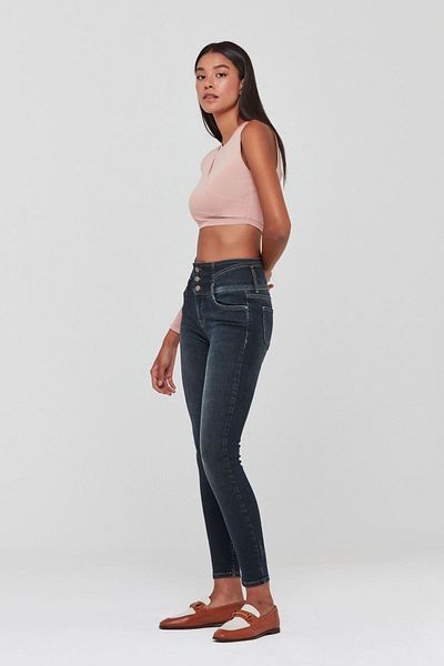 Pantamo Jeans Blugi de damă Pantamo skinny albaștri învechiți în nuanță închisă