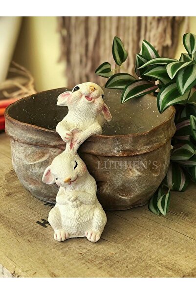Luthien El Yapımı Tavşan Saksı Sepet Çok Amaçlı Dekoratif Obje