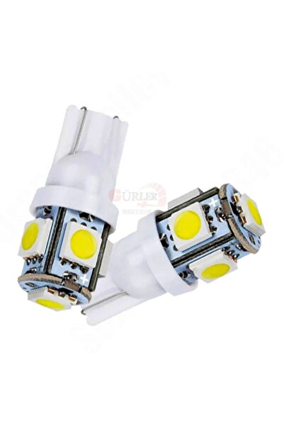 Asegaraj 2 Adet T10 Plaka Ledi Dipsiz Soket 5smd Led Beyaz Araç Ampulü