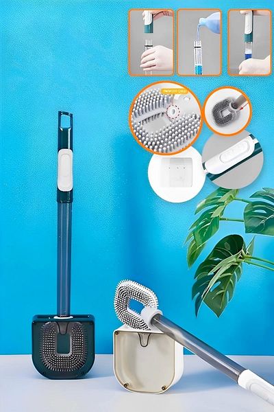 Tilbe Home Βούρτσα τουαλέτας με δοχείο απορρυπαντικού Εύκαμπτη επιτοίχια βούρτσα καθαρισμού μπάνιου τουαλέτας σιλικόνης WC