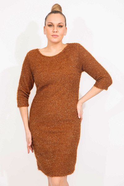 Şans Φόρεμα με επένδυση Cinnamon Glitter Plus Size - 65n35530