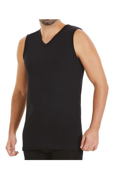 YILDIZ 6 Pieces Men's Super Thin Zero Sleeve Undershirt Undershirt Black 124
