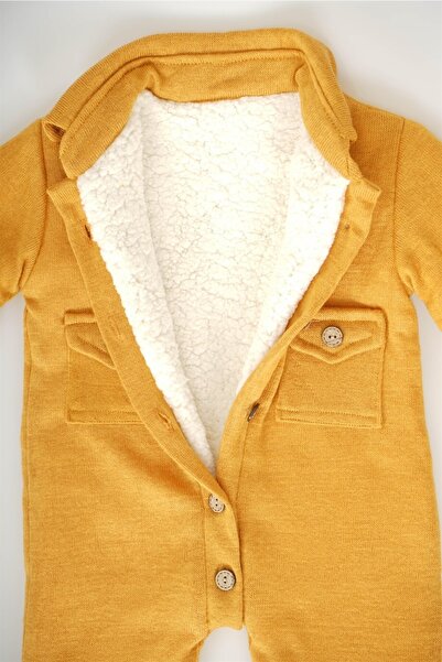 MİNİKO KİDS Unisex Buttoned Front Welsoft Jumpsuit with Fur Inside