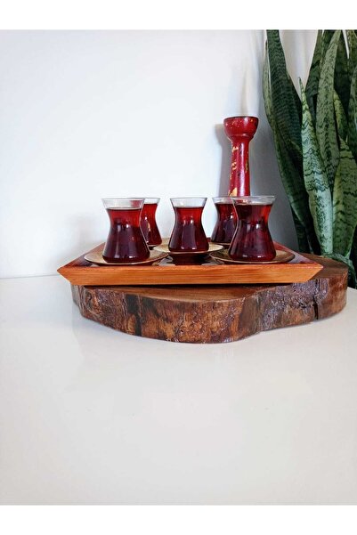 ASLI صينية تقديم الشاي والقهوة والخطوبة المزخرفة المصنوعة يدويًا من الخشب الم...