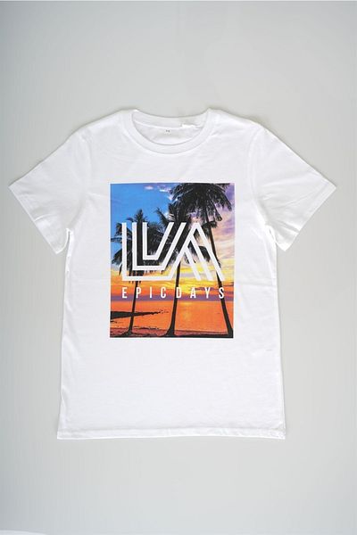 MİNİKO KİDS Tricou alb cu model de palmier pentru băieți