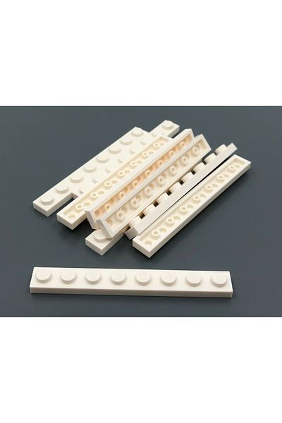 LEGO Original Moc Custom Accessory Creator Plate 1 X 8 Flat Brick White 4 Pieces Will Be Sent