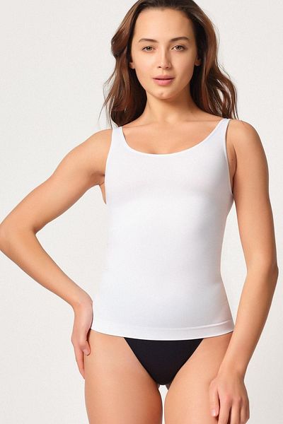 by İGP Corset pentru femei, alb, fără sudură, cu bretele groase