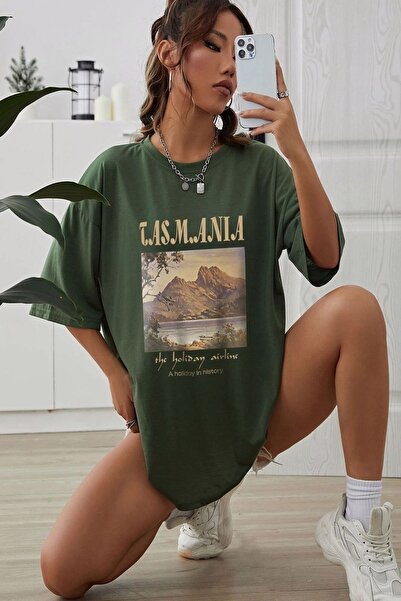 Keywest Ženska 'tasmanija' prednja strana Štampano Oversize kroj T-shirt