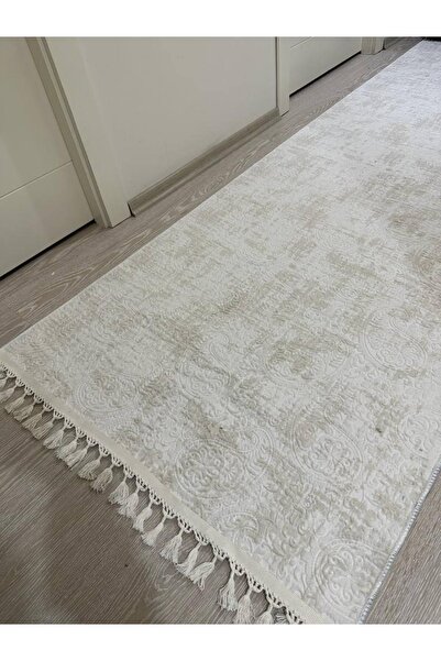 Dinarsu Jel Kaymaz Halı Nevra Asos Krem Kaymaz Taban Yolluk Yıkanabilir Halı ...