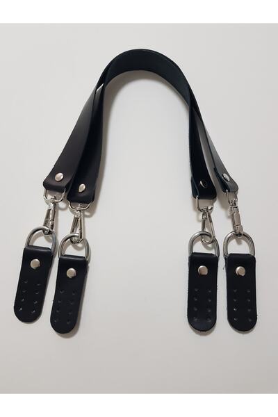 Desaryou Siyah Puzzle Model Gerçek Deri Çift Çanta Sapı 2.5 Cm X 55 Cm Silver...