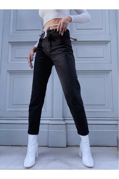 Trn JNS Esteva Black Colorfast Mom Jean Γυναικείο Boyfriend ψηλόμεσο παντελόνι Power Lycra