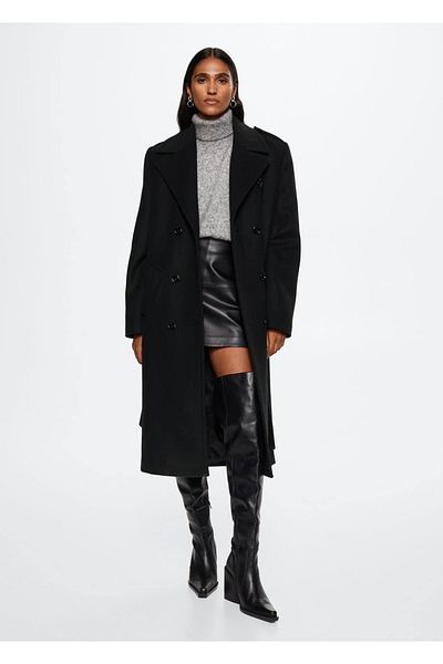 MANGO Woman Double Breasted Oversize Special Tailored Woolen Coat