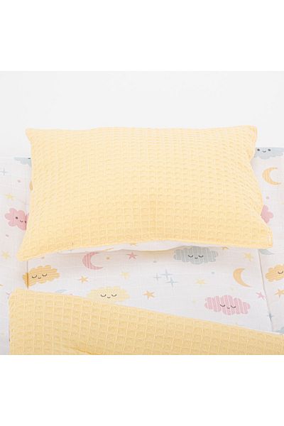 Yunikobaby Underlay Mat and Pillow - Yellow Honeycomb - Yellow Cloud