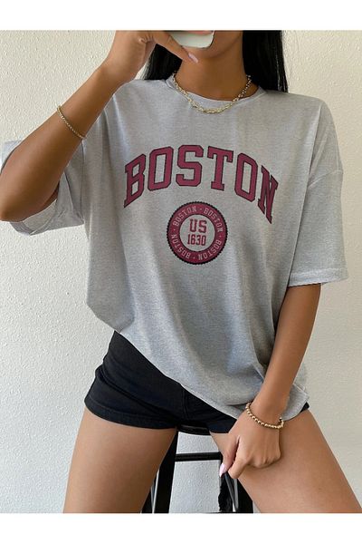 Machetta Μπλουζάκι μεγάλου μεγέθους Us 1960 Boston Printed Oversize
