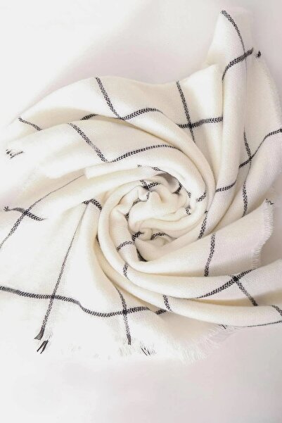 Benji Eșarfă albă cu dungi negre cu textura moale - Cadou de Ziua Îndrăgostiților