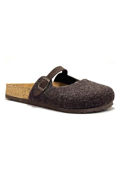 Uniqueqoop Παντόφλες Sofia Cork Sole από φυσικό μαλλί τσόχα