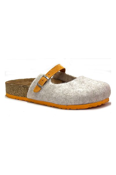 Uniqueqoop Παντόφλες Sofia Cork Sole από φυσικό μαλλί τσόχα