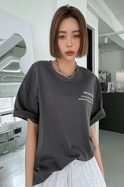 Machetta Ανθρακί "exploration" Text Printed Oversize T-shirt