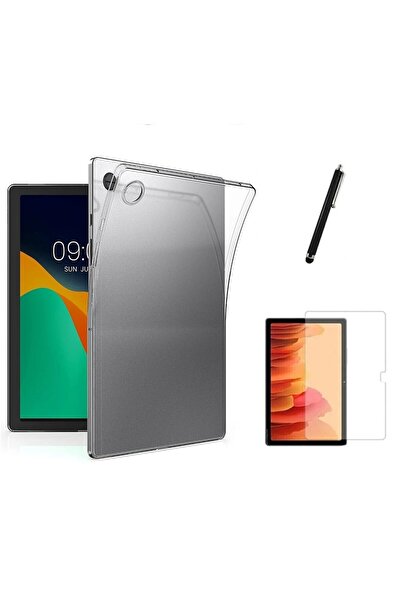 TEKNETSTORE Samsung Galaxy Tab A8 Sm-x200 10.5 Inç Tablet Kılıf + Ekran Koruyucu + Kalem Süper Silikon Şeffaf