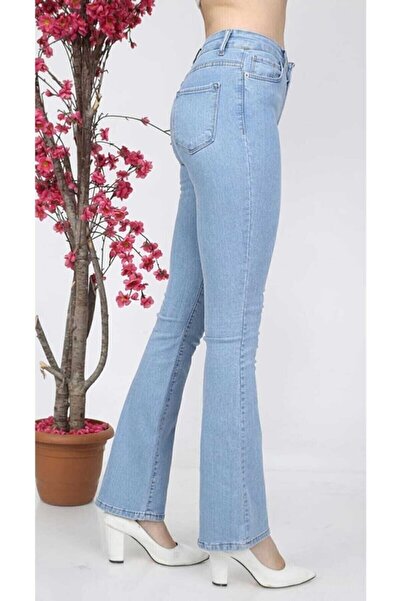 Ramrod Meran Likralı Yüksek Bel Ispanyol Paça Kot Pantolon