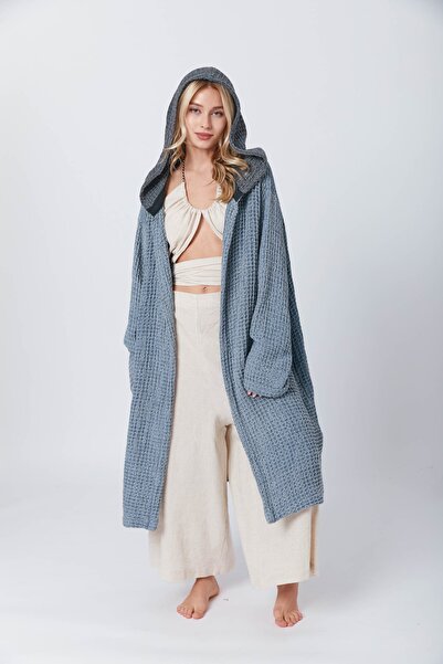 Niseko Mavi Taşlama Waffle Kimono