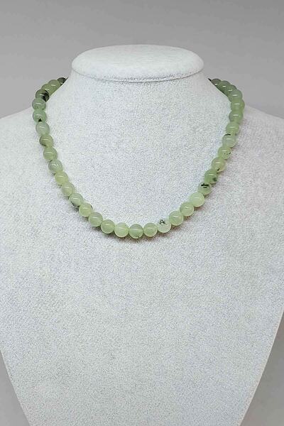 Yasamtohumu Prehnite Stone Necklace 8mm (clip)