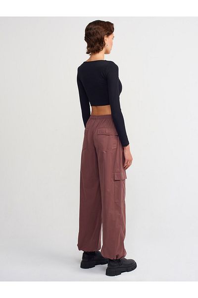 Dilvin 70416 Soft Textured Jogger Pants-Dried Rose