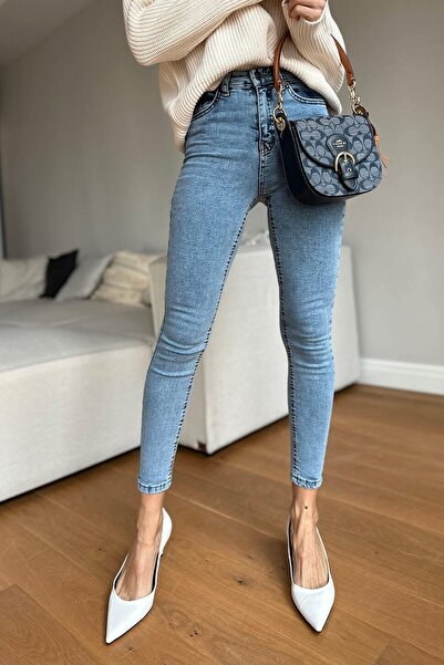 Ramrod Hira Solmayan Mavi Kar Skinny Jeans Toparlayıcı Kot Pantolon Incecik Gösteriyor