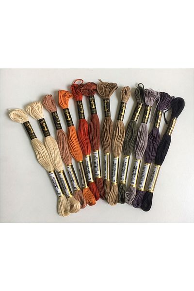 Anchor Mouline 12-Piece Mountain-stone-Earth Colors Tapestry Cross Stitch Embroidery Rope Set
