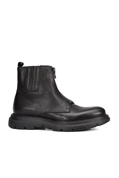 Alba Siyah Hakiki Deri Fermuarlı Erkek Bot