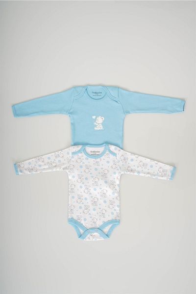 MİNİKO KİDS Baby Boy 2-Piece Cotton Patterned Long Sleeve Bodysuit Badi