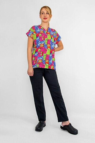 Nur Medikal Giyim Šareno mačka Sa deznom Sa likrom Gornji i donji deo