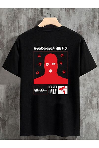DEEPSENCE Unisex Oversize T-shirt Gansta Back Print Black