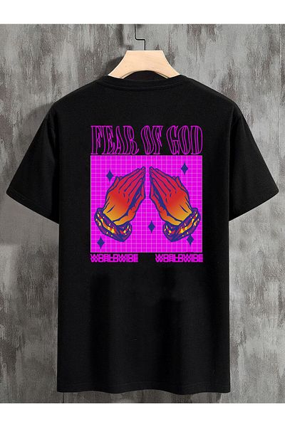 DEEPSENCE Unisex Oversize T-shirt Fear Of God Εκτύπωση Μαύρο
