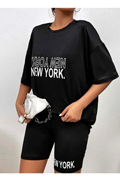 AFROGİYİM Women's Oversize New York Printed Tights Set