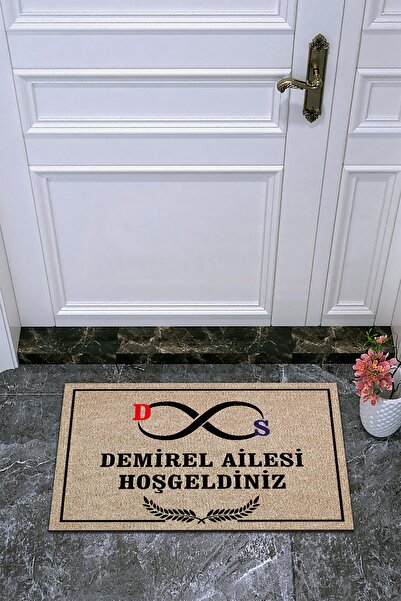 Pazarova Kişiye Özel Üretim Demirel Ailesi Hoşgeldiniz Yazılı Kapı Paspası Ka...