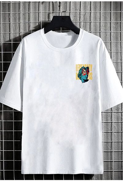 DEEPSENCE Λευκό μπλουζάκι Unisex Oversize Legendary Printed