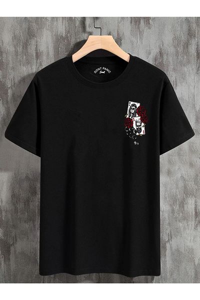 DEEPSENCE Black Unisex Oversize T-shirt Roseskull Print
