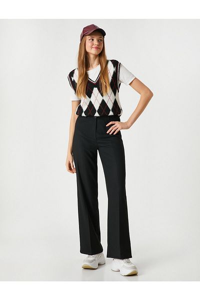 Koton Basic Fabric Trousers Straight Leg Buttoned Zipper Closure